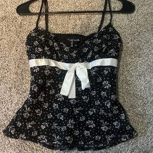 Black and white tie front tank